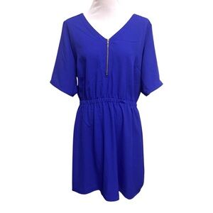 Vero Moda Royal Blue Casual elastic waist Dress Zipper size XL